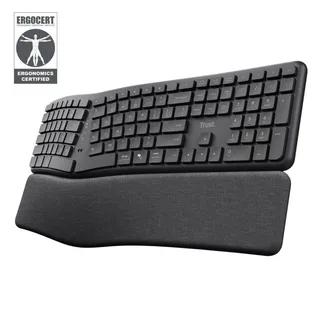 Trust keyra teclado inalambrico multidispositivo ergonomico US - 25459 - 1