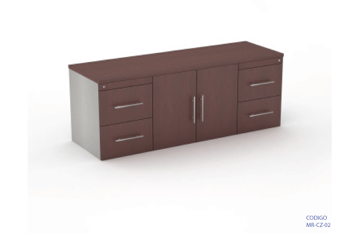 Credenza de 2 Puertas y 4 Gavetas en Melamina