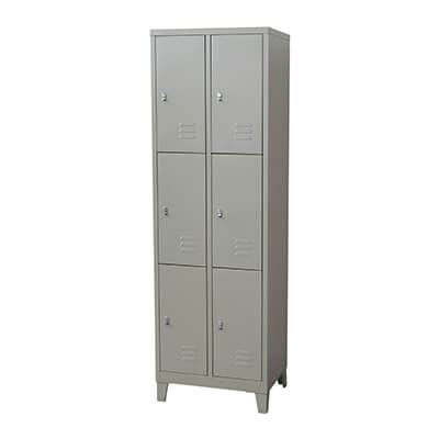 [MR-LK-12-B] Locker Metálico de 6 Compartimentos con Aldaba y Patas (Beige)