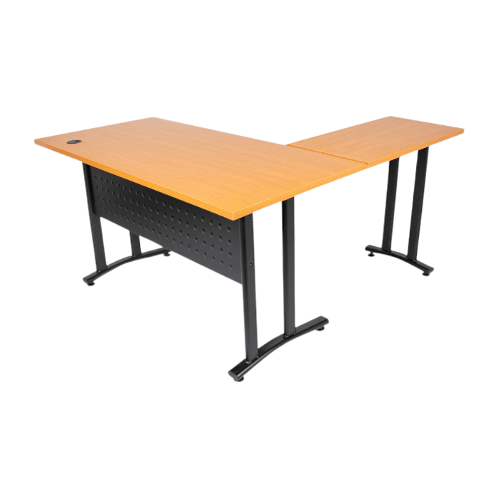 [MR-MOD-70] Escritorio en forma de L, base metálica y sobre en melamina