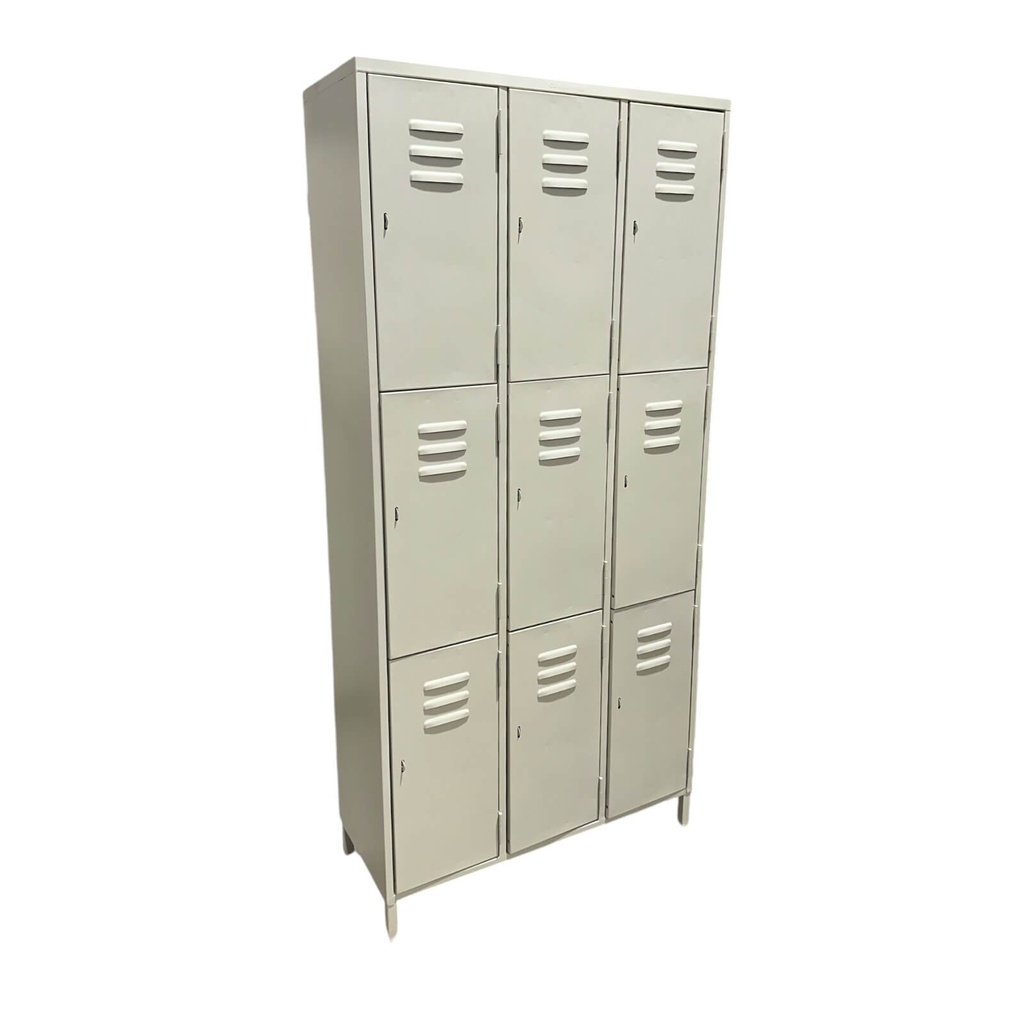 Locker metálico de 9 compartimentos con aldabas y ventilación