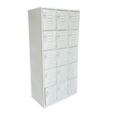 Locker metálico de 15 compartimentos con ventilación y aldabas