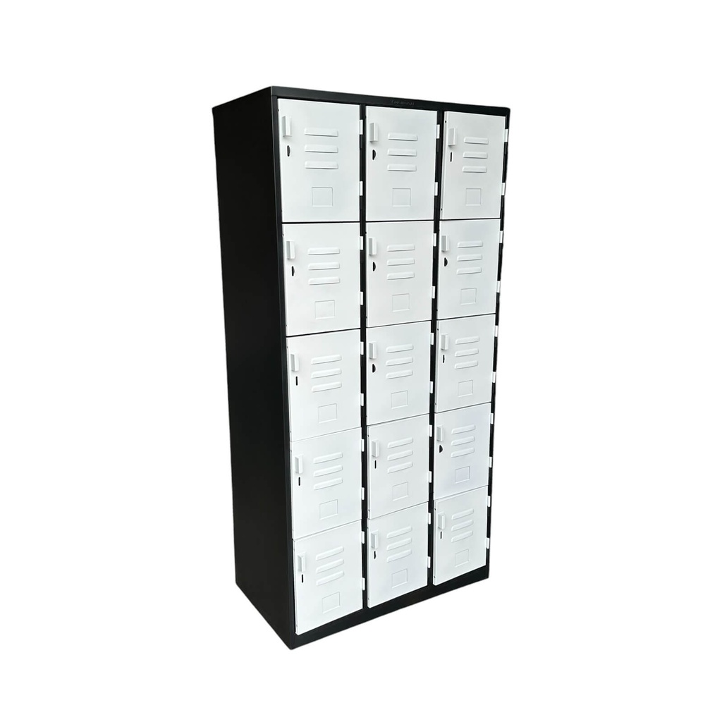Locker metálico de 15 espacios o compartimentos dos colores
