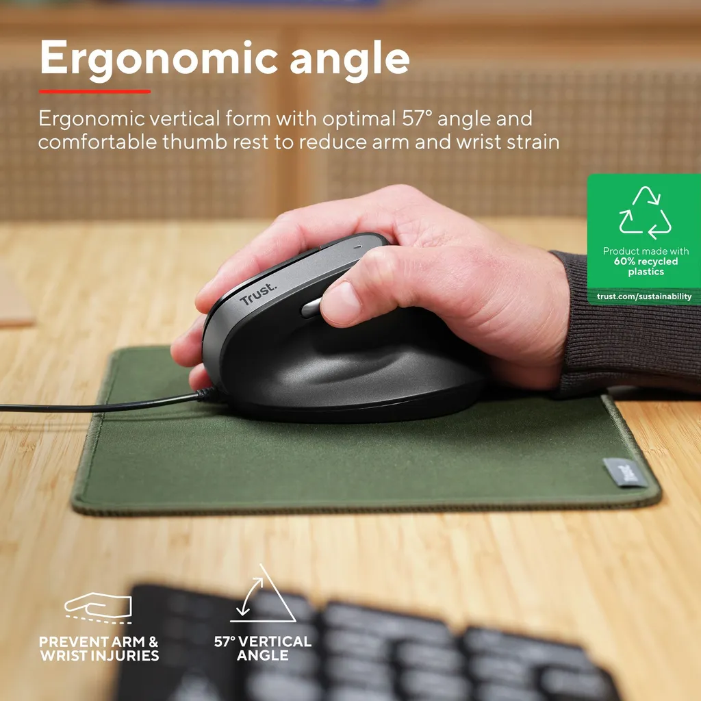 [DTF-TR00067] Trust mouse ergonomico alambrico color negro angulo vertical - 25144