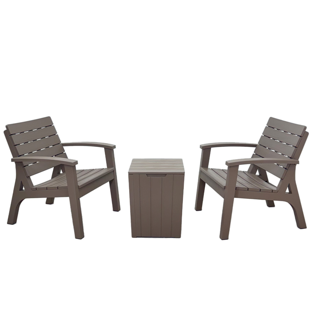 2 SILLAS+MESA PLASTICA MARRON CHOCOTERRA