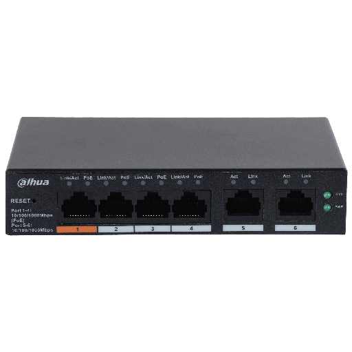 [DTF-DH00068] Dahua conmutador gigabit 6 puertos con 4 Puertos PoE -DH-CS4006-4GT-60-  1.0.01.20.11243-9002